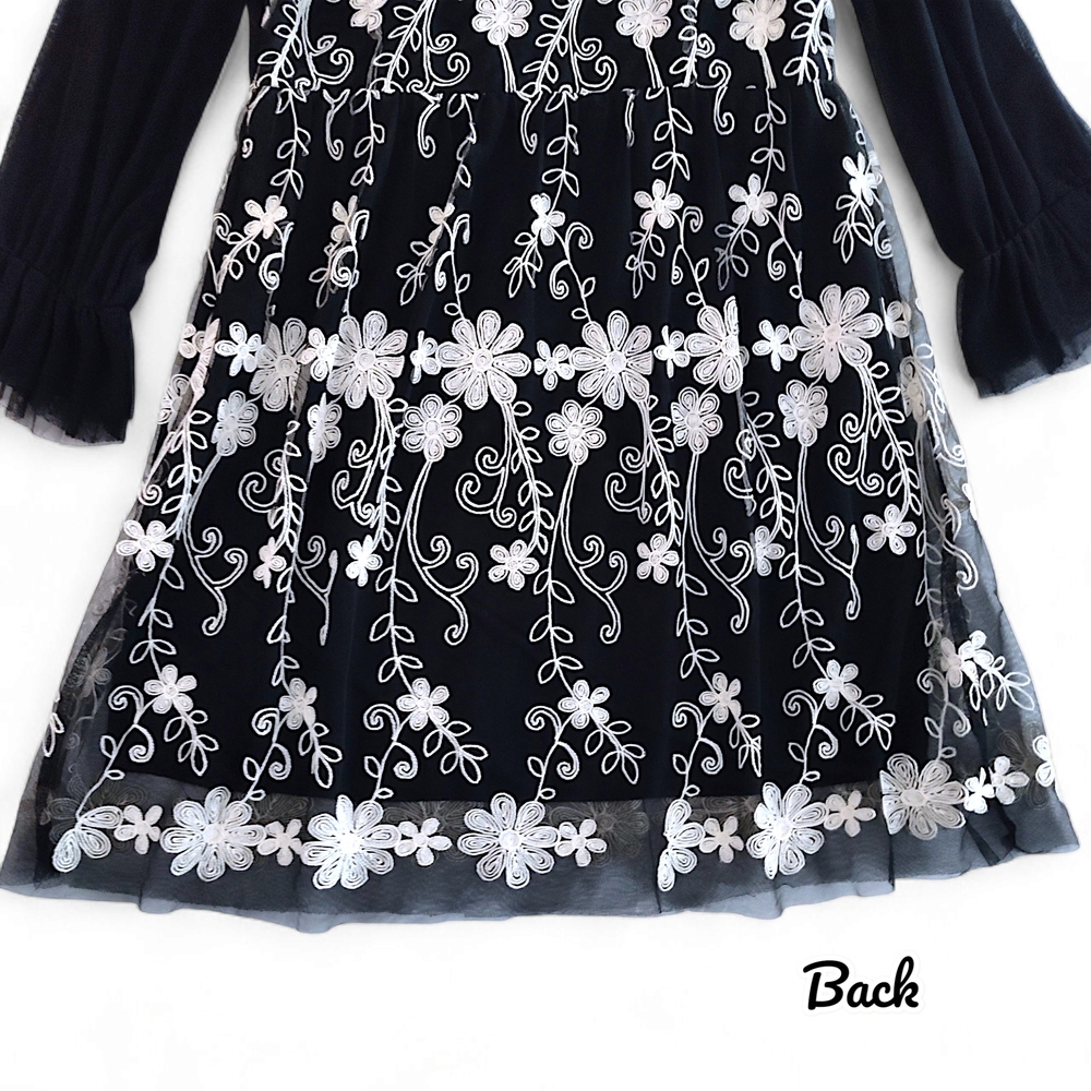 Young Essence Womens Embroidered Floral Ribbon Mini Dress Size Large - Picture 10 of 10